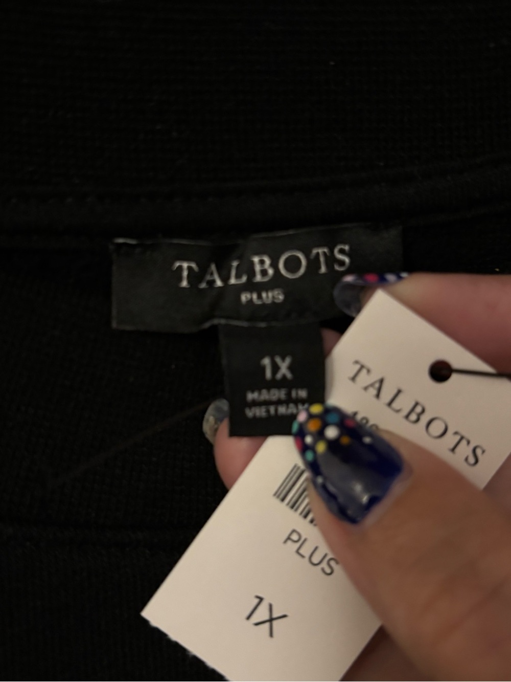 Talbots Black Long-Sleeve Top with jewel Floral design size 1X - Picture 6 of 10